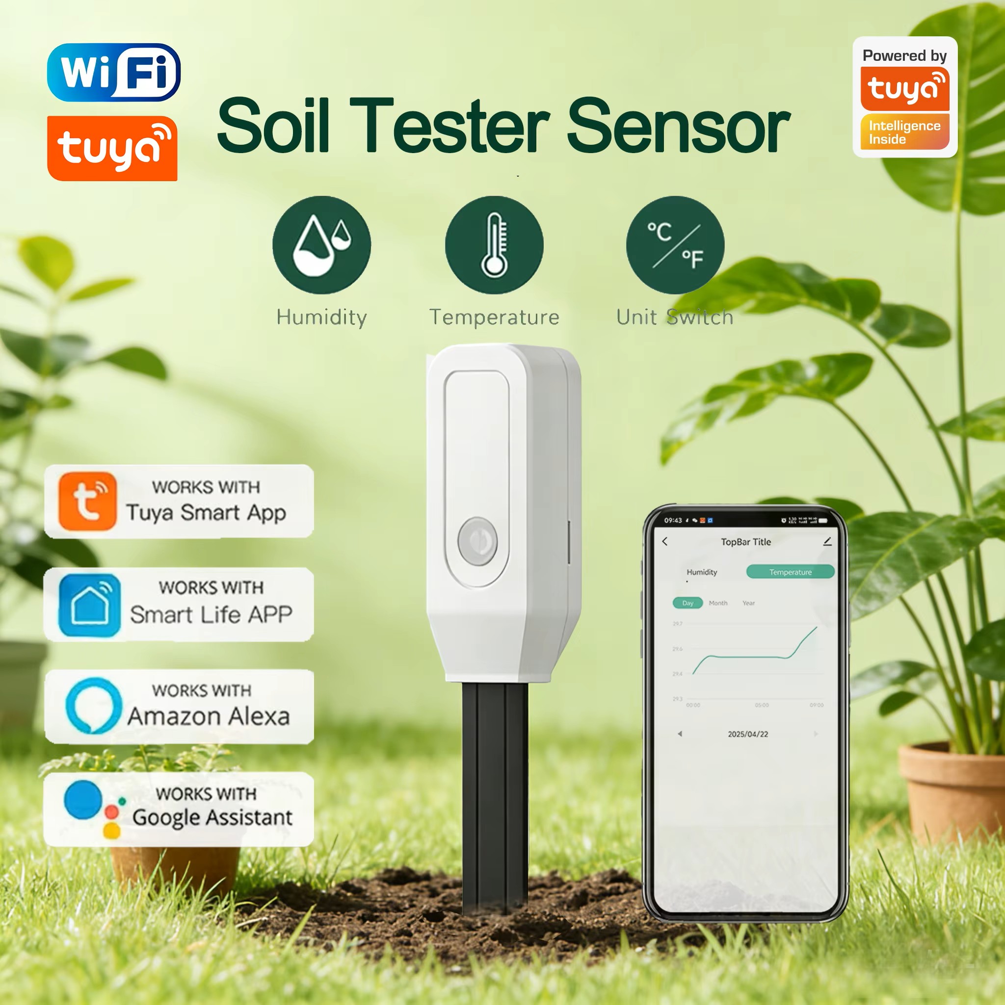 Plant Parent App - Medidor de Humedad del Suelo WiFi