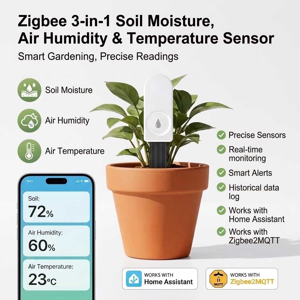 ZigBee Smart Soil Moisture Sen - Plant Parent App reseña y precio